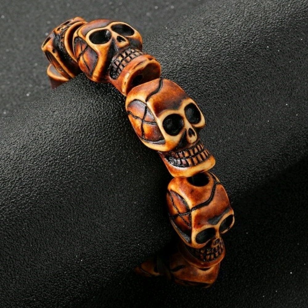 Chunky skull head stretch bracelet NEW